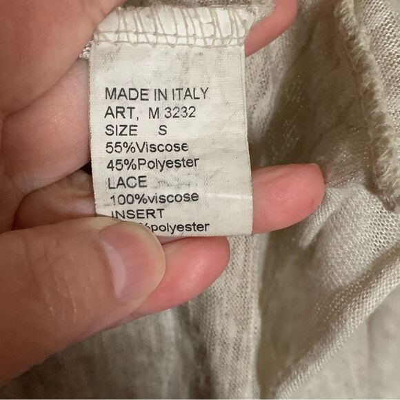 Elena Baldi Made in Italy Open Front Beige Cardigan with Lace Insert Size Small - Picture 6 of 8